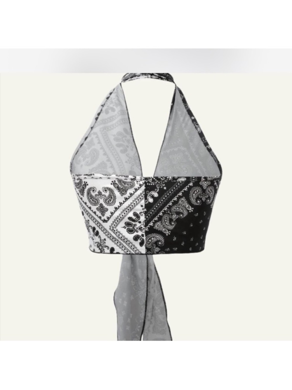 Black & white paisley bandana halter tie top 🖤 - Picture 2 of 3
